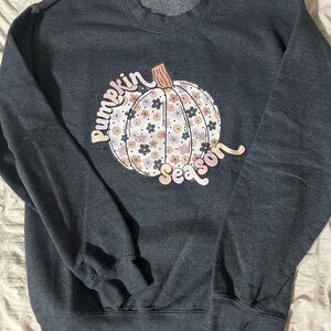 Pumpkin Season Graphic Sweater - Dark Gray